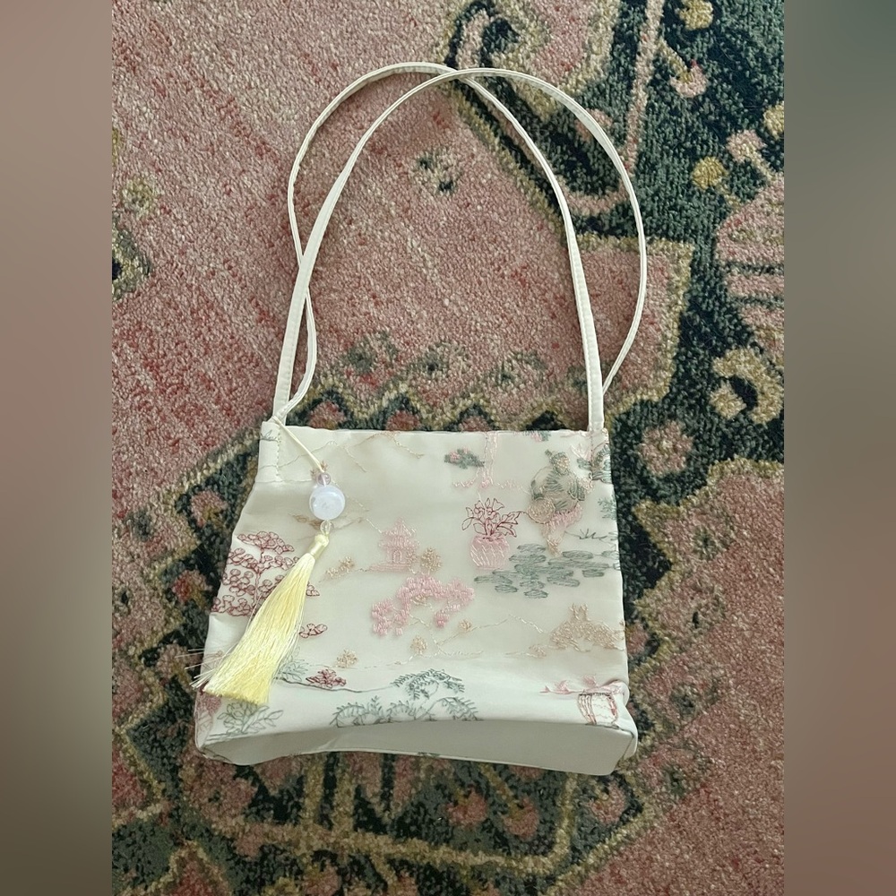 Elegant Cream and Pink Women's Bag
